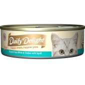 Daily Delight Pure Skipjack Tuna White & Chicken with Squid 80g 1 carton (24 cans)